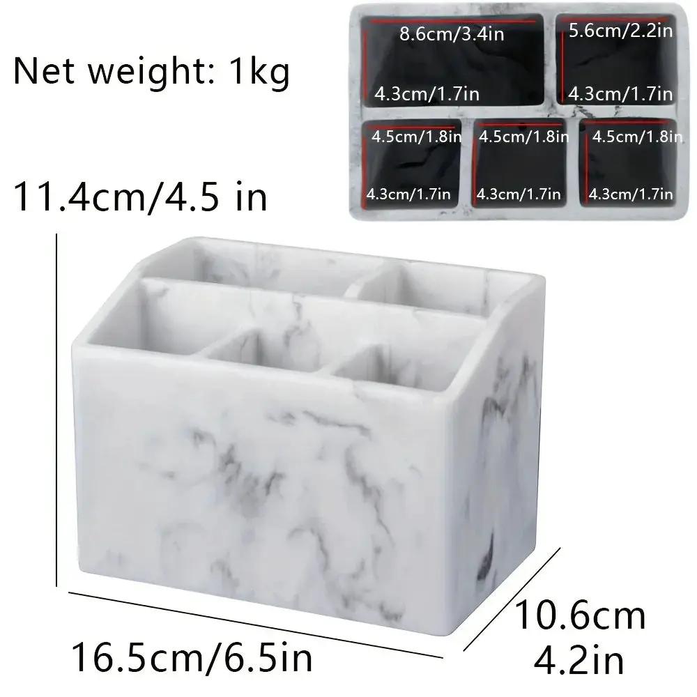 Marble White Resin Toothbrush & Toothpaste Holder - Multi-Functional Bathroom Organizer for Electric Toothbrushes, Stationery Storage Box - Perfect Christmas or Halloween Gift by House Of Avana