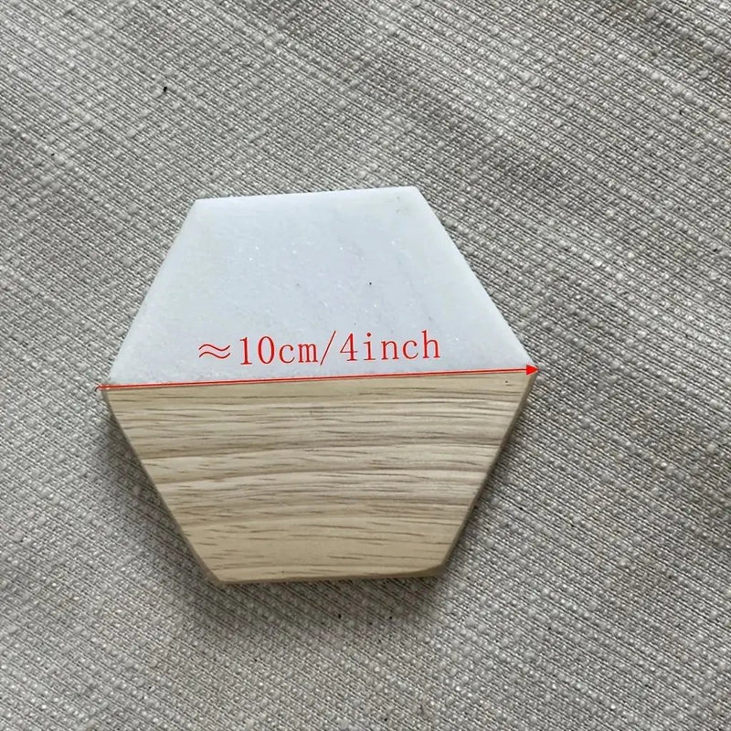 Marble Wood Coasters - Hexagon Tabletop Protectors by House Of Avana