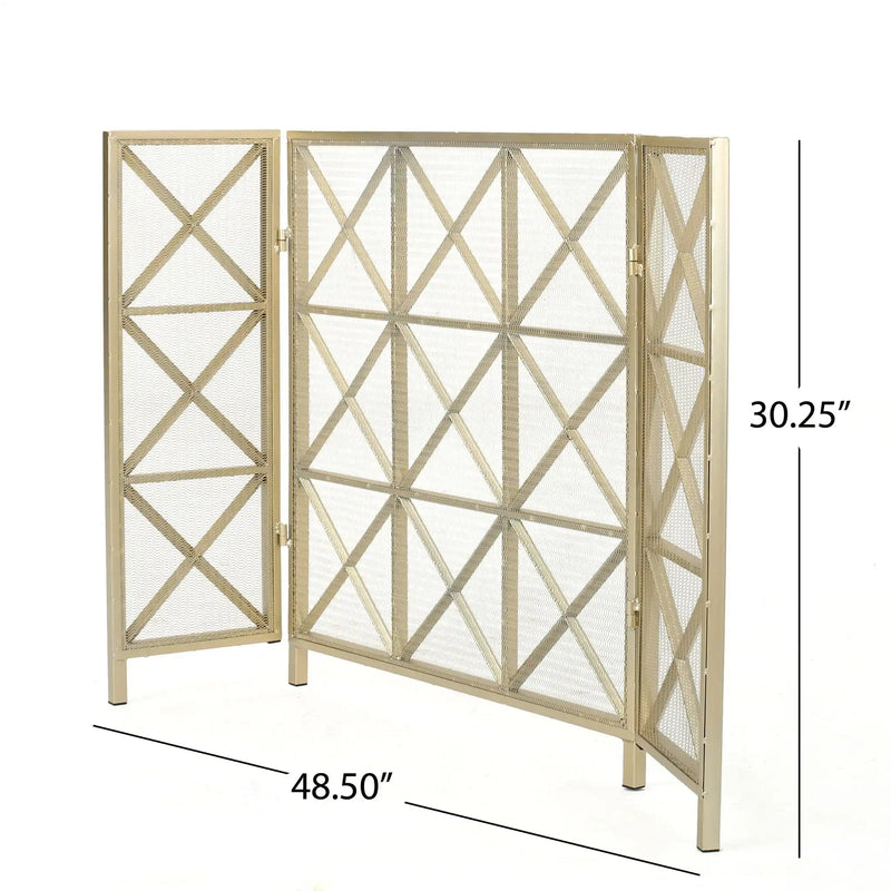 Margaret - 3 Panel Fireplace Screen Iron, photo 2 of 4