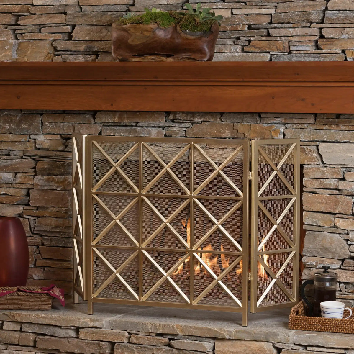 Margaret - 3 Panel Fireplace Screen Iron, photo 4 of 4