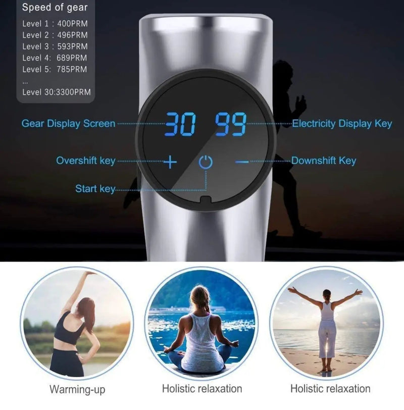 Massage Gun for Athletes, Portable Fiber Carbon Massager Gun with 6 Massage Heads 20 Speed by Outdoor Solar Outlet