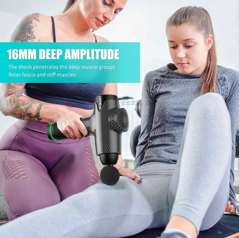 Massage Gun for Athletes, Portable Fiber Carbon Massager Gun with 6 Massage Heads 20 Speed by Outdoor Solar Outlet