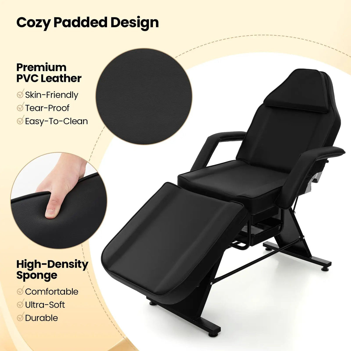 72 Inch Massage Bed with Hydraulic Stool Removable Headrest and Storage Boxes by DirectDeals