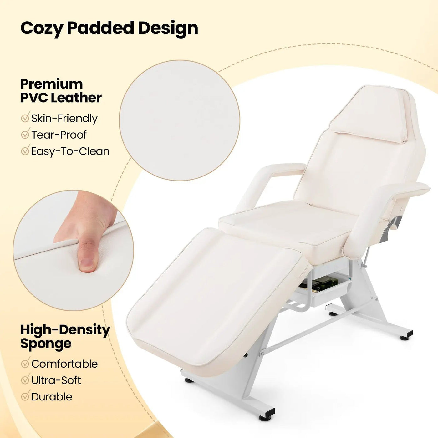 72 Inch Massage Bed with Hydraulic Stool Removable Headrest and Storage Boxes by DirectDeals