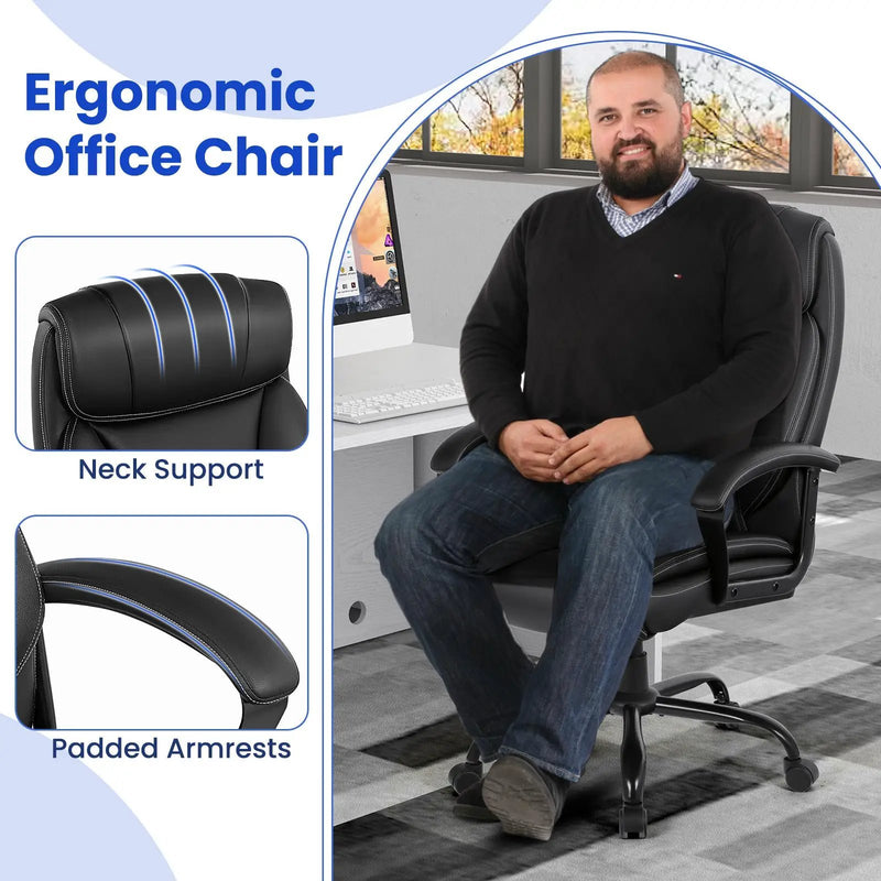 Massage Executive Office Chair with 6 Vibrating Points-Black by DirectDeals