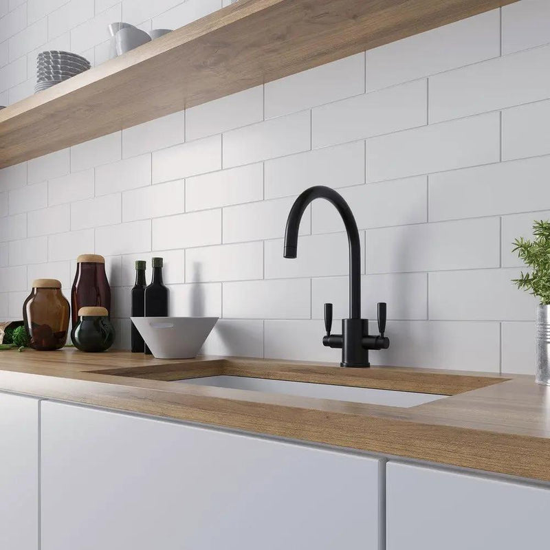 White 4x12 Matte Ceramic Subway Tile (34 pack, 10.4 sq ft/case) by Apollo Tile