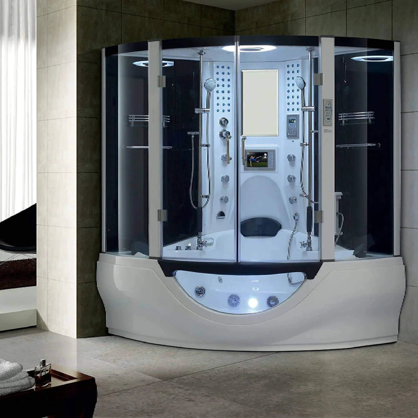 Maya Bath Valencia Steam Shower Massage Bathtub With LCD TV (SAK20479) by SAKSBY WHOLESALE