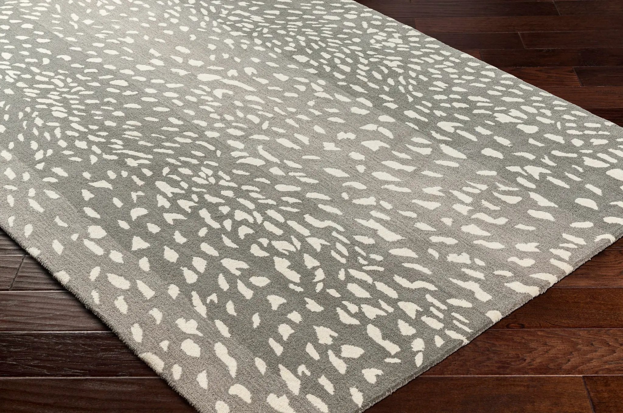 Athena Gray Giraffe Print Wool Rug by Boutique Rugs