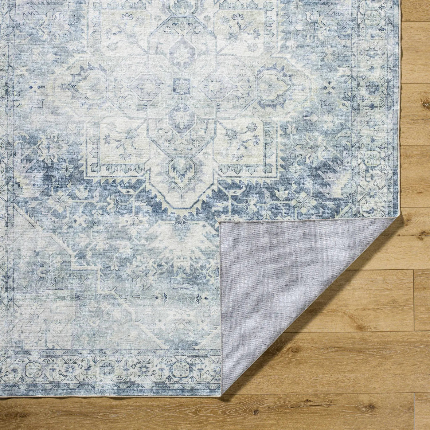 Mauro Navy Medallion Washable Area Rug - Clearance by Boutique Rugs