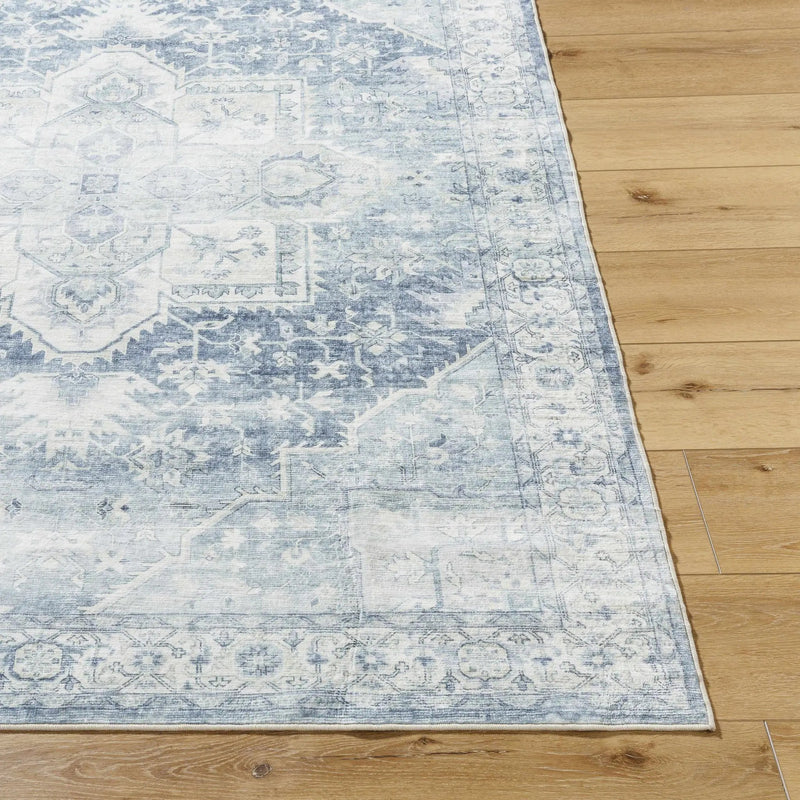 Mauro Navy Medallion Washable Area Rug - Clearance by Boutique Rugs