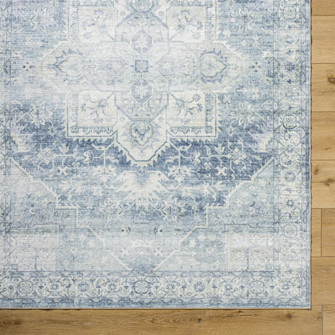 Mauro Navy Medallion Washable Area Rug - Clearance by Boutique Rugs