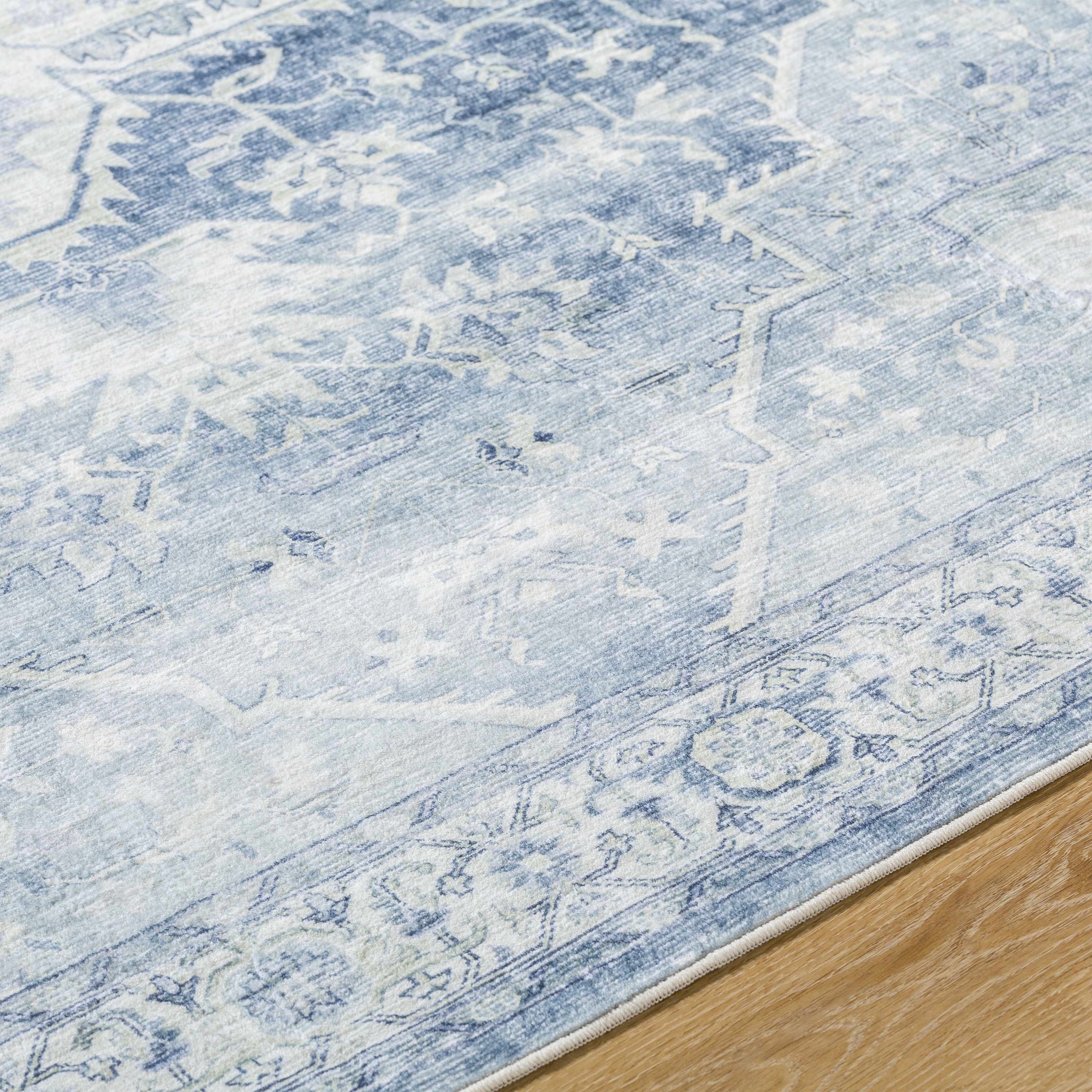 Mauro Navy Medallion Washable Area Rug - Clearance by Boutique Rugs