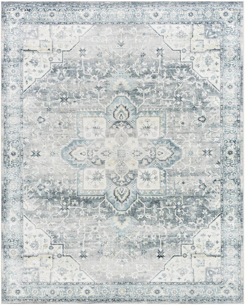 Mauro Blue Medallion Washable Area Rug - Clearance by Boutique Rugs
