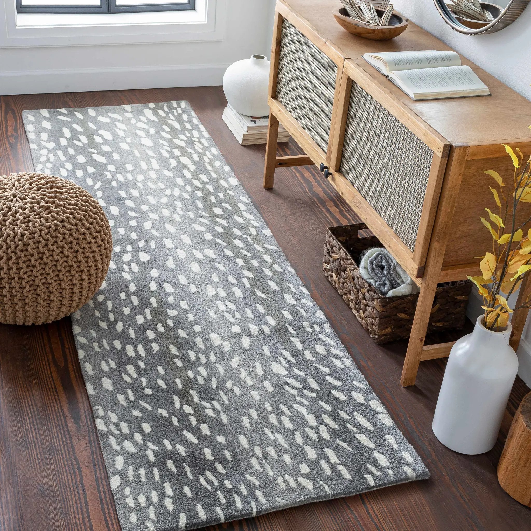 Athena Gray Giraffe Print Wool Rug by Boutique Rugs