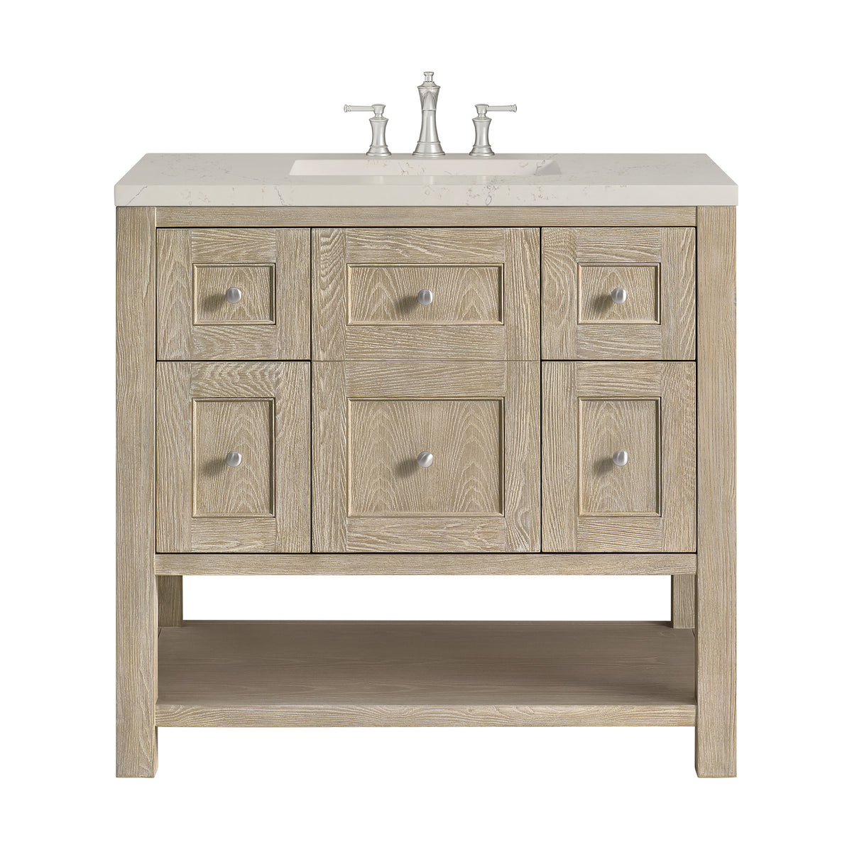 James Martin Breckenridge 36" Single Bathroom Vanity, Whitewashed Oak with Siberian countertop