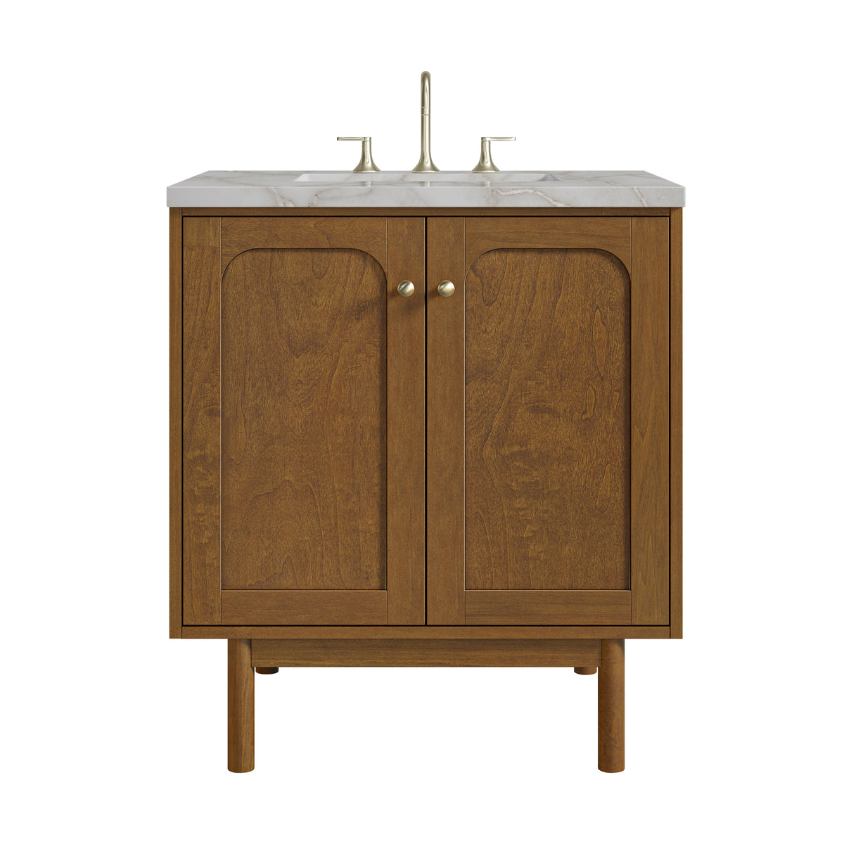 James Martin Laurent 30" Dual Mount Single Bathroom Vanity, Honey Oak with Victorian Silver countertop