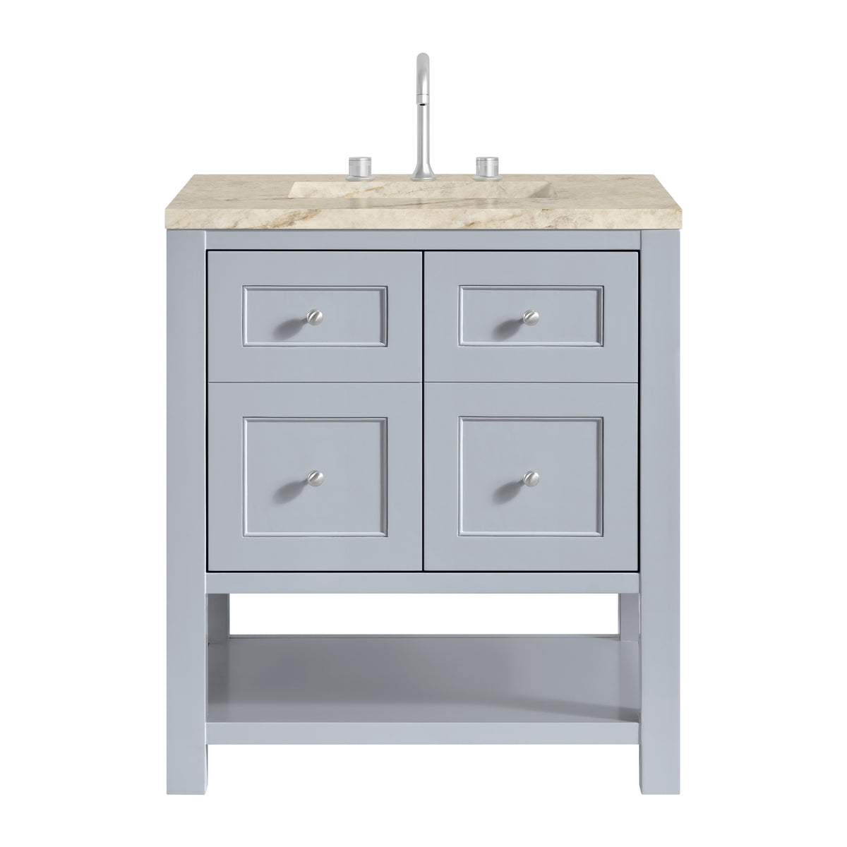 James Martin Breckenridge 30" Single Bathroom Vanity, Serenity Blue with Tajnar countertop