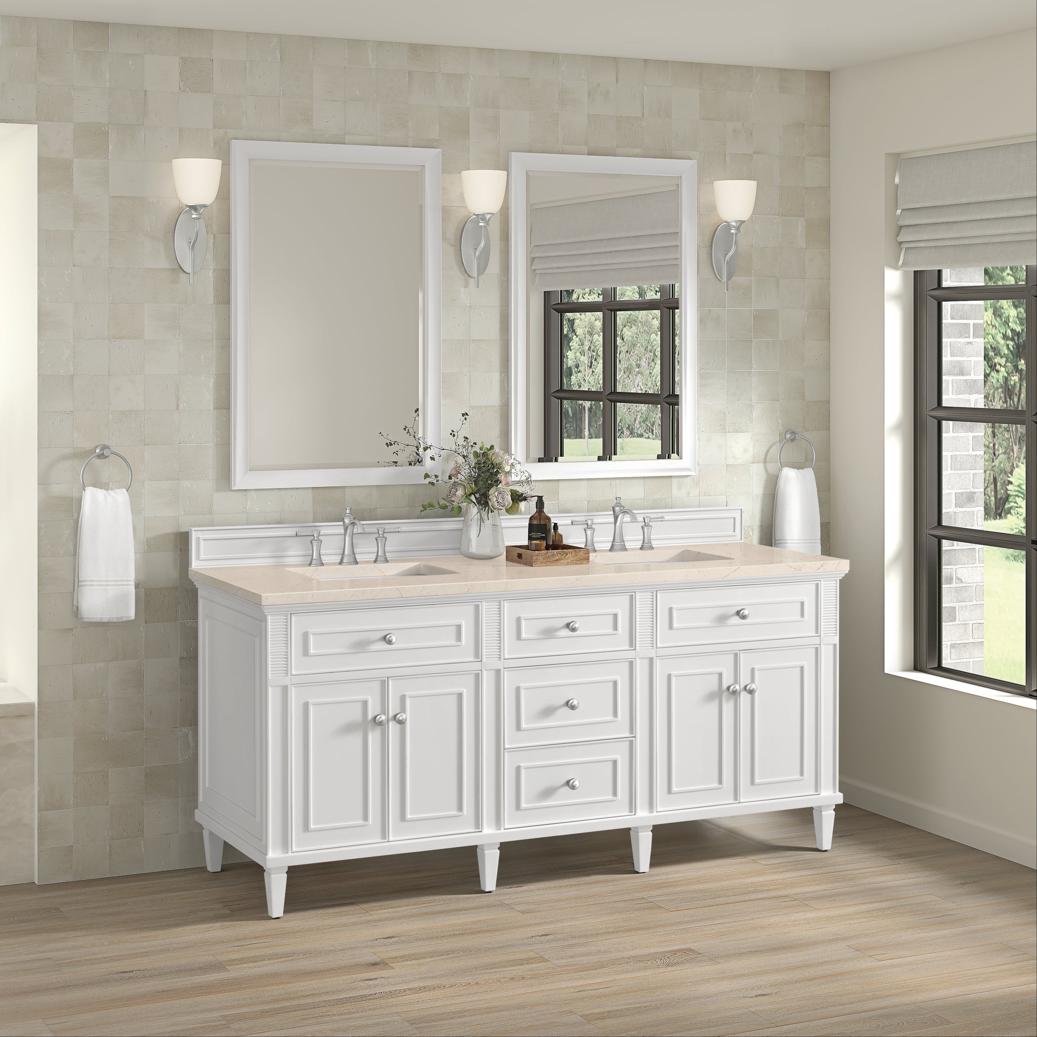 James Martin Lorelai 72" Double Bathroom Vanity, Bright White by James Martin