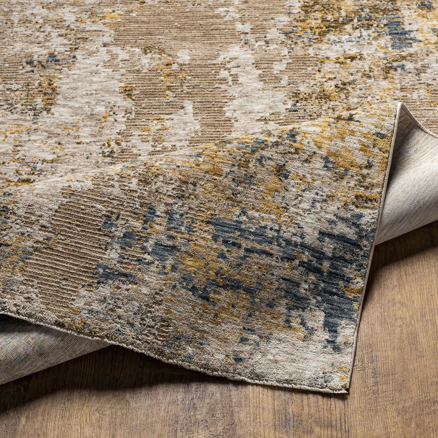 Meads Abstract Mustard Luxe Rug by Boutique Rugs