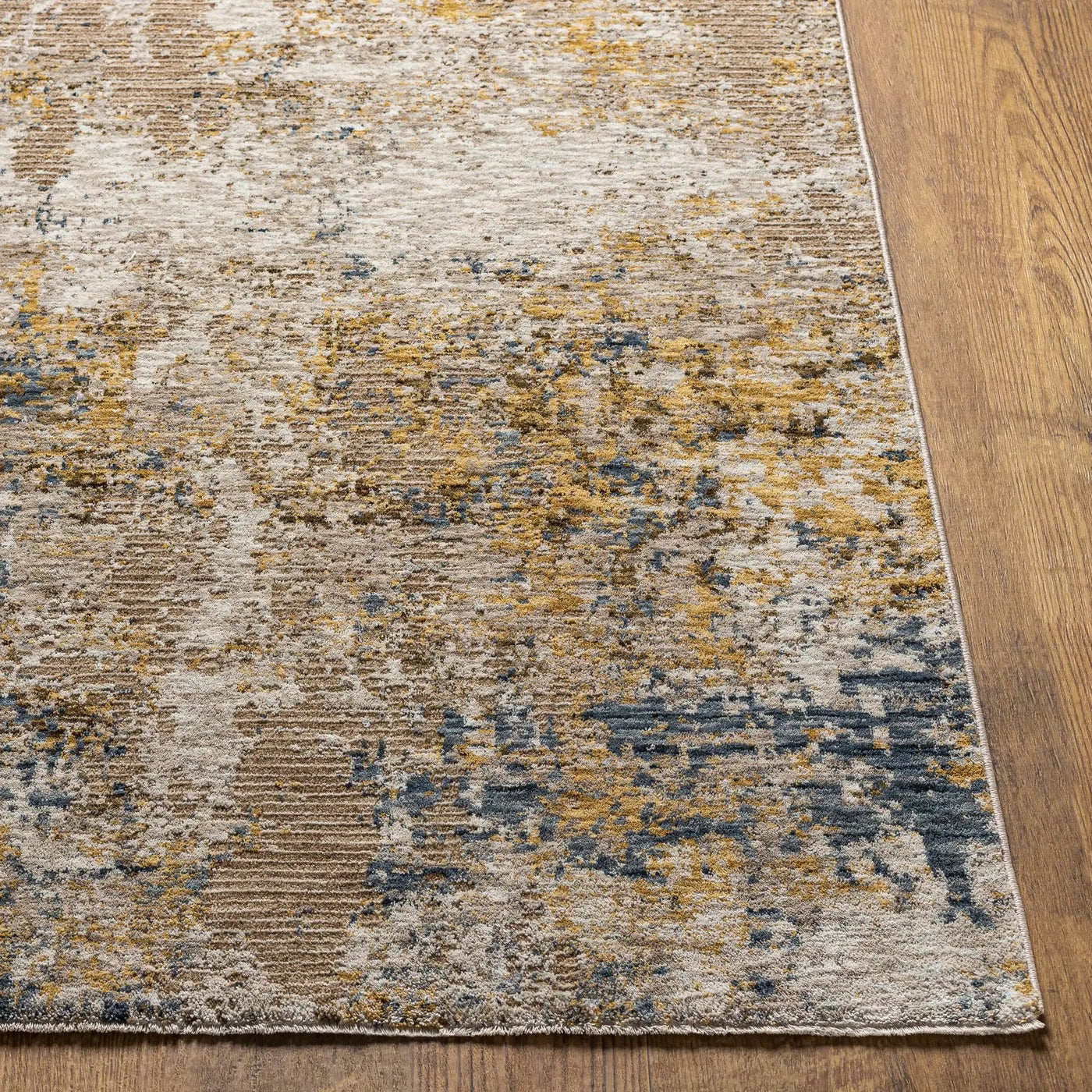Meads Abstract Mustard Luxe Rug by Boutique Rugs