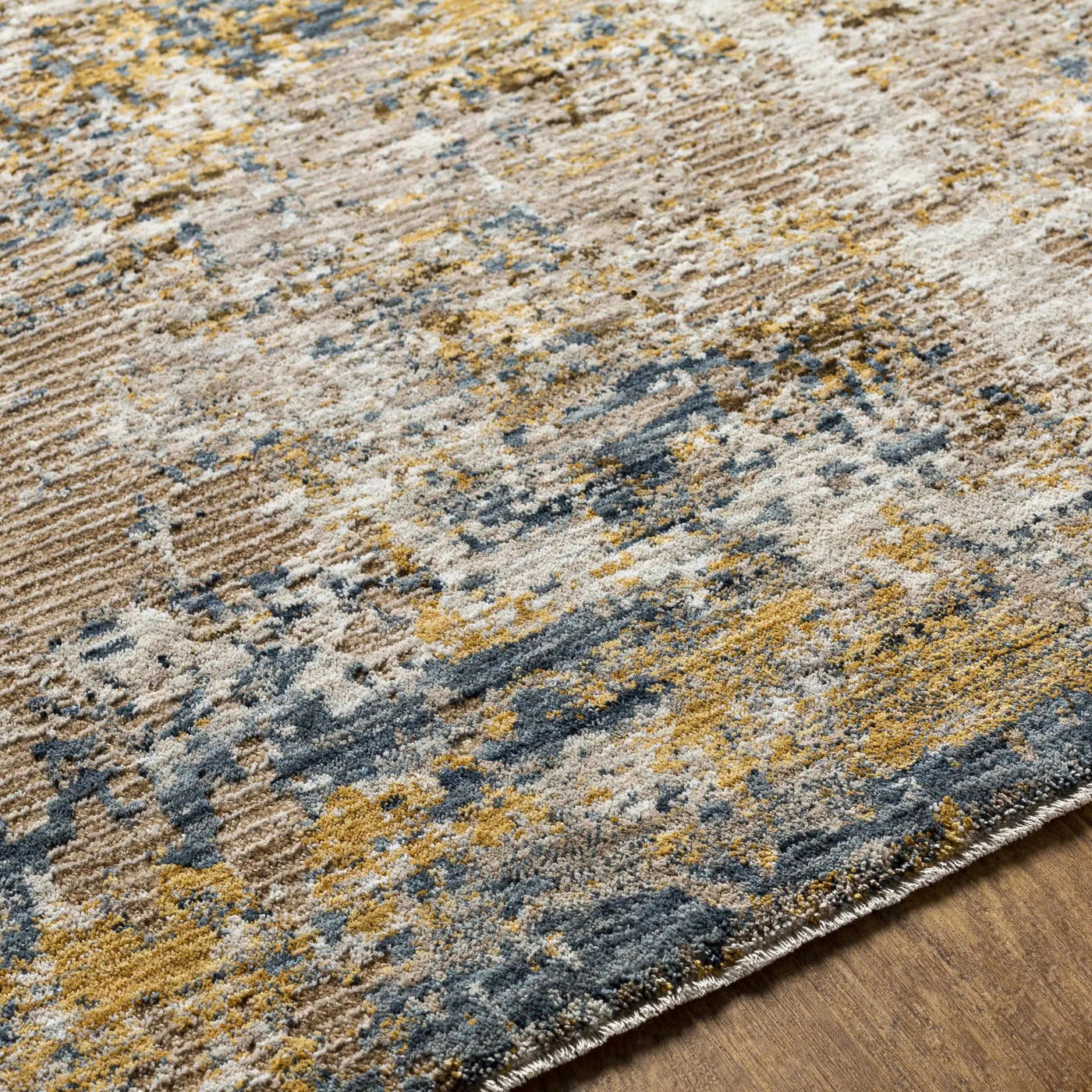 Meads Abstract Mustard Luxe Rug by Boutique Rugs