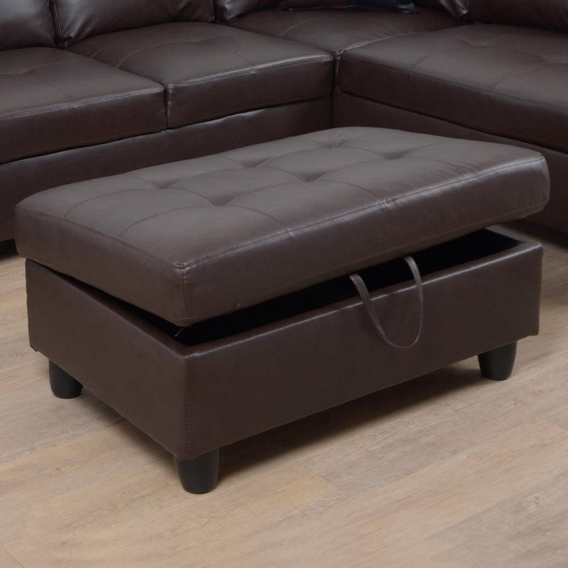 Brown Faux Leather Sectional Sofa Set with Left-Facing Chaise - Brown, photo 2 of 8