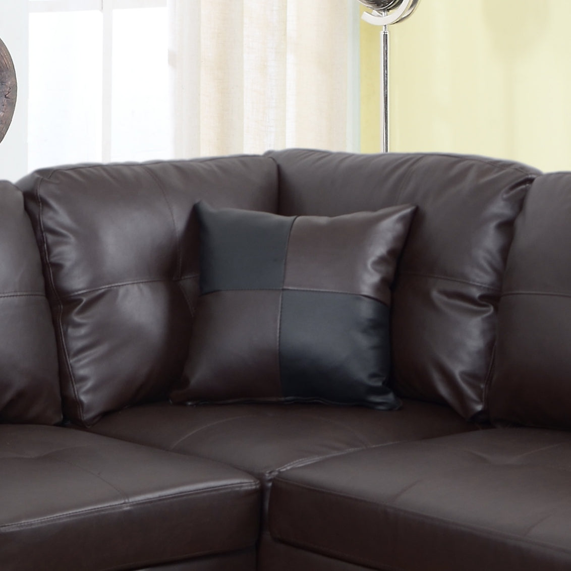 Brown Faux Leather Sectional Sofa Set with Left-Facing Chaise - Brown, photo 3 of 8