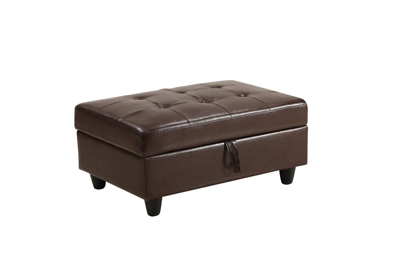 Brown Faux Leather Sectional Sofa Set with Left-Facing Chaise - Brown, photo 4 of 8