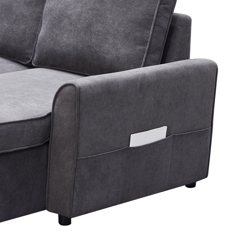 Modern Modular L-Shaped Sofa Bed with Chaise - Dark Grey Linen, photo 10 of 11