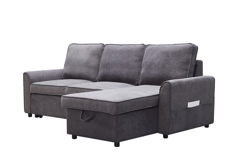 Modern Modular L-Shaped Sofa Bed with Chaise - Dark Grey Linen, photo 2 of 11
