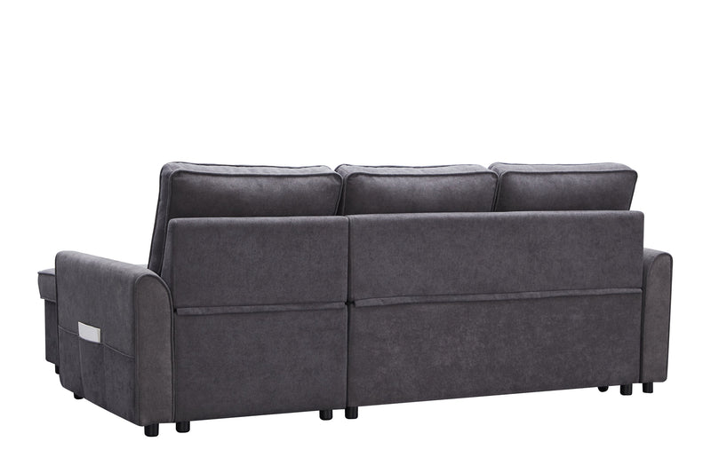 Modern Modular L-Shaped Sofa Bed with Chaise - Dark Grey Linen, photo 4 of 11