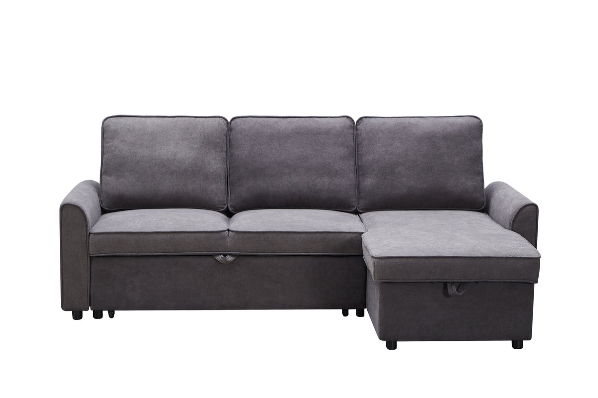 Modern Modular L-Shaped Sofa Bed with Chaise - Dark Grey Linen, photo 5 of 11