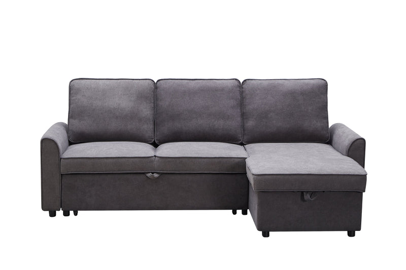 Modern Modular L-Shaped Sofa Bed with Chaise - Dark Grey Linen, photo 5 of 11