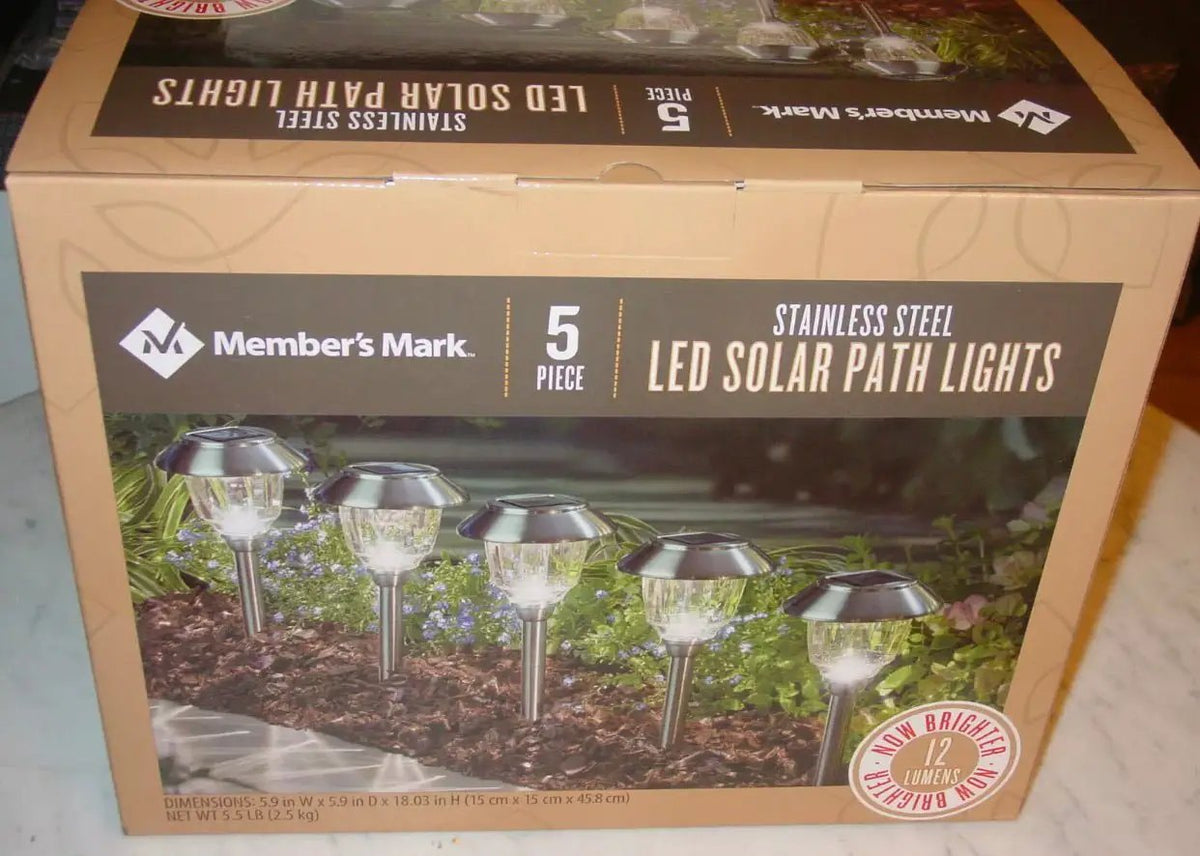 Member's Mark Solar LED Pathway Lights, Stainless Steel 12 Lumens (6 Pack) by Outdoor Solar Outlet