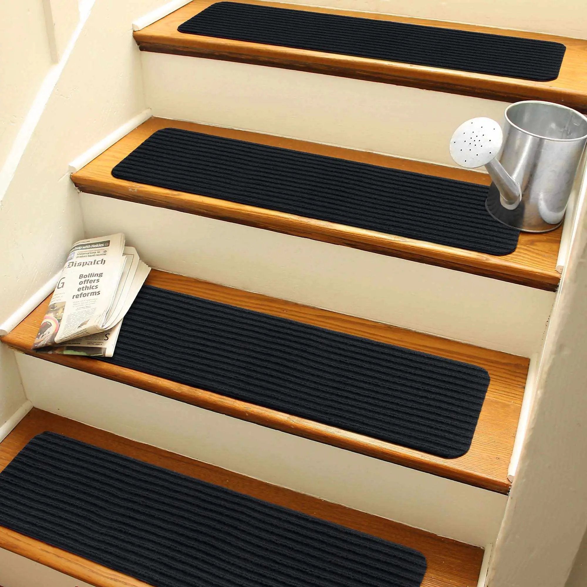 Basic Stair Tread Rugs, Black by Boutique Rugs