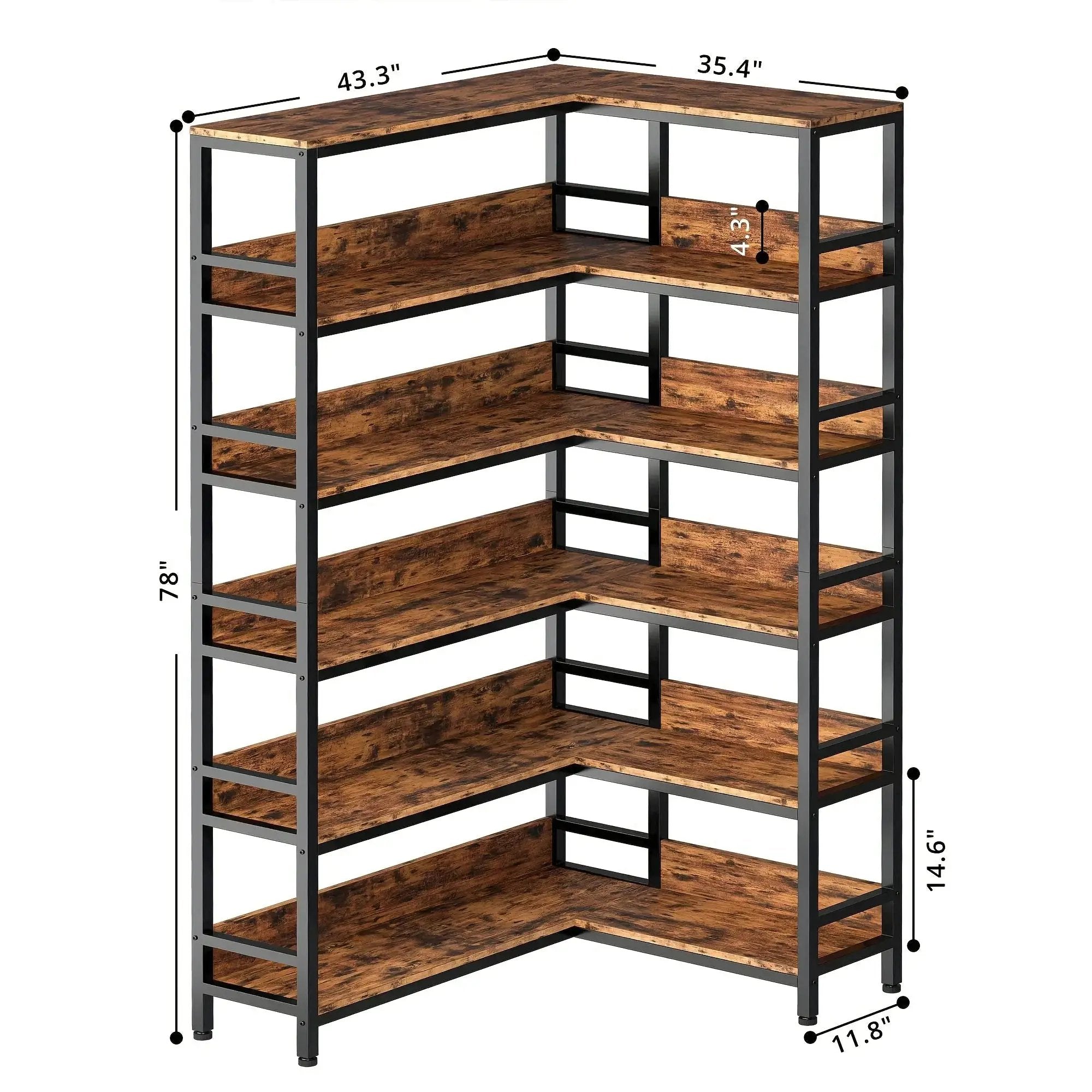 Metal 6-Tier Corner Bookshelf with Spinning Feature for Small Spaces by House Of Avana