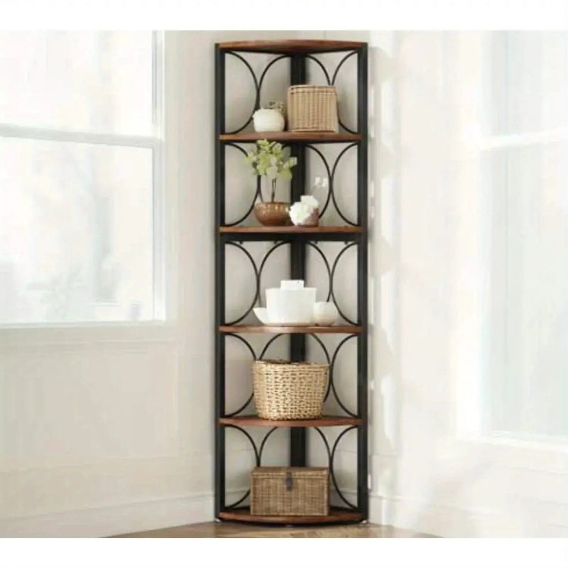 Metal and Hardwood 5-Tier Storage Shelves with Durable Frame by House Of Avana