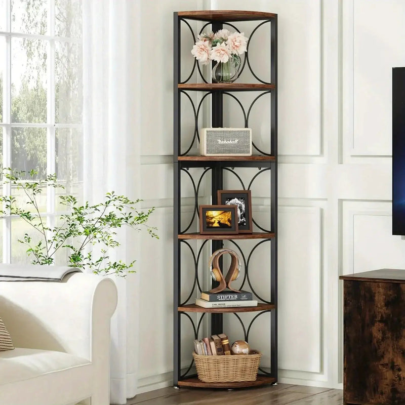 Metal and Hardwood 5-Tier Storage Shelves with Durable Frame by House Of Avana