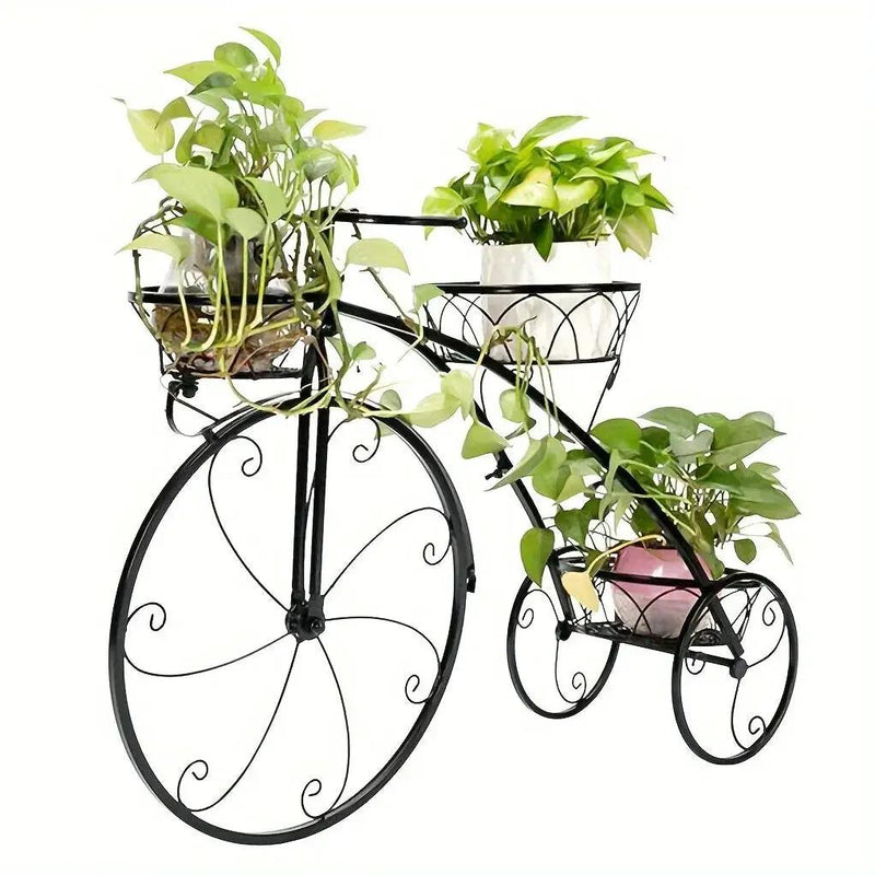 Metal Bicycle Planter 3 Tier Tricycle Flower Plant Stand Parisian Style Flower Display Stand Cart For Home Decor Patio Garden Flower Shop Indoor Outdoor by House Of Avana