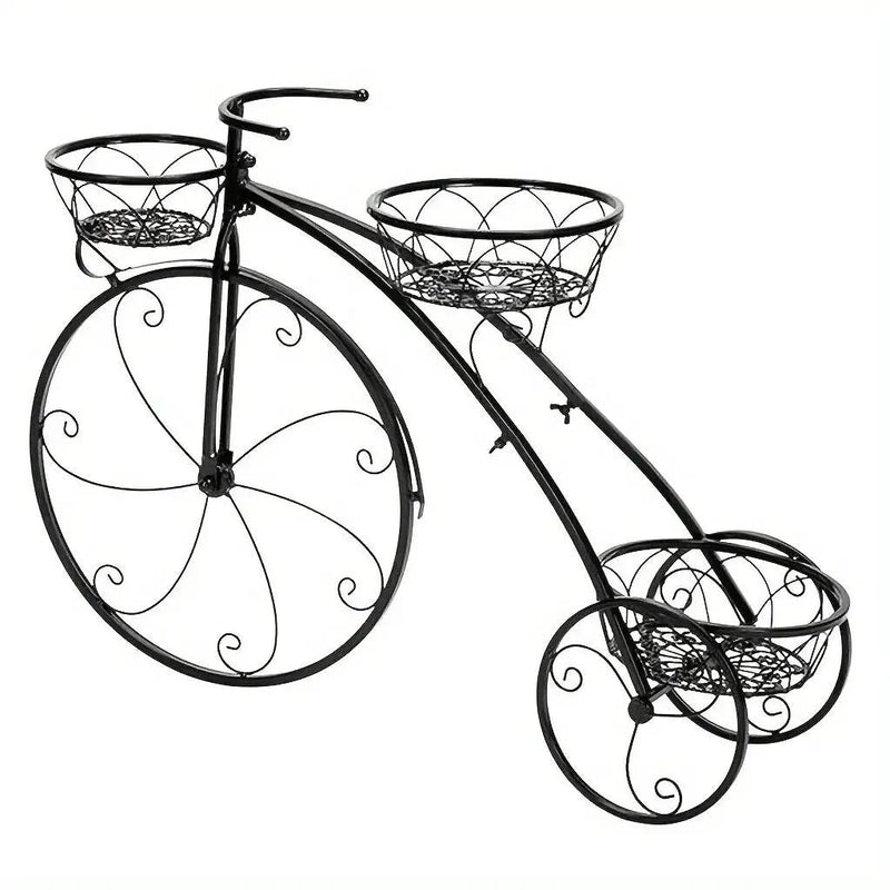 Metal Bicycle Planter 3 Tier Tricycle Flower Plant Stand Parisian Style Flower Display Stand Cart For Home Decor Patio Garden Flower Shop Indoor Outdoor by House Of Avana