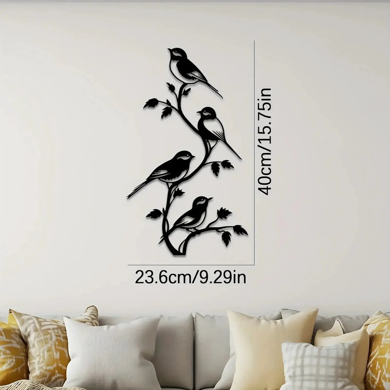 Metal Bird Silhouette Wall Sculpture - Handcrafted Laser-Cut Iron Art, 2D Flat Rustic Decor by House Of Avana