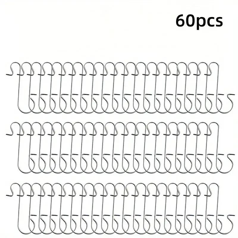 Metal Christmas Ornament Hooks - 60pcs Silvery Golden Red Green Hangers by House Of Avana