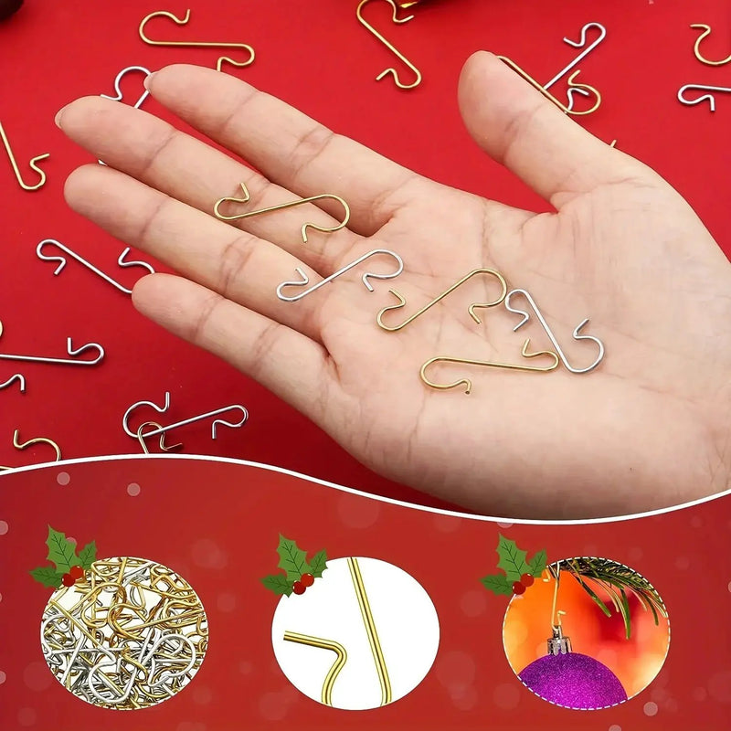 Metal Christmas Ornament Hooks - 60pcs Silvery Golden Red Green Hangers by House Of Avana