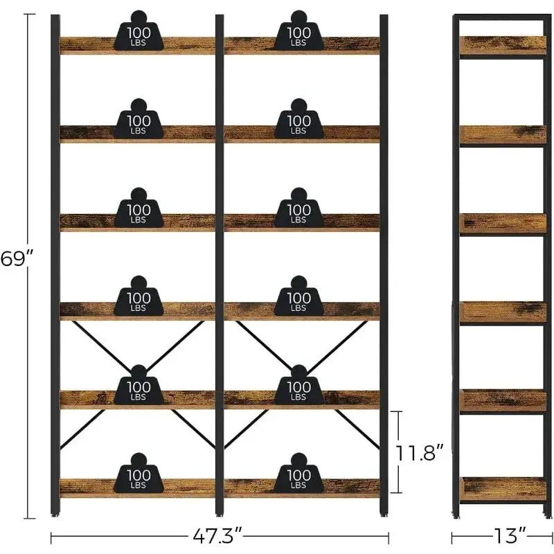 Metal Display Rack with 6 Open Shelves and Hooks by House Of Avana