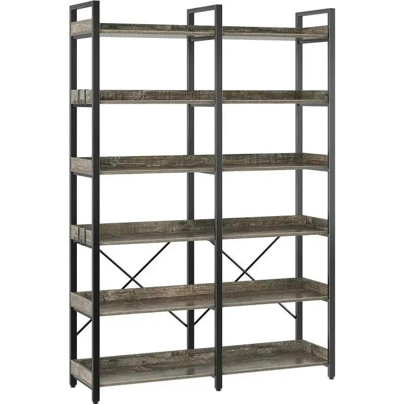 Metal Display Rack with 6 Open Shelves and Hooks by House Of Avana