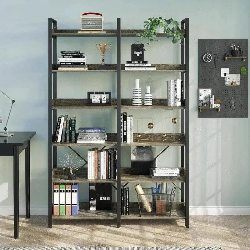Metal Display Rack with 6 Open Shelves and Hooks by House Of Avana