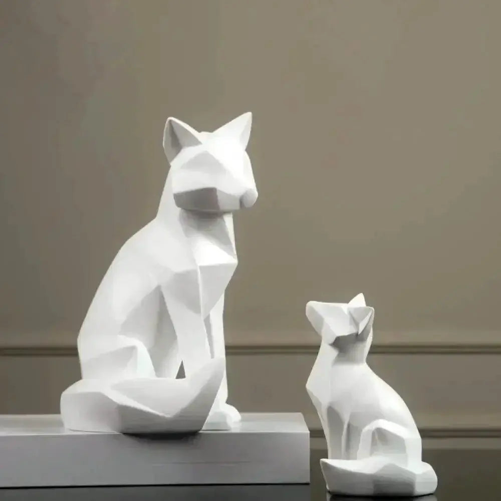 Geometric Fox Sculpture Set Modern Animal Figurines by House Of Avana