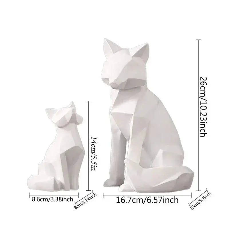 Geometric Fox Sculpture Set Modern Animal Figurines by House Of Avana