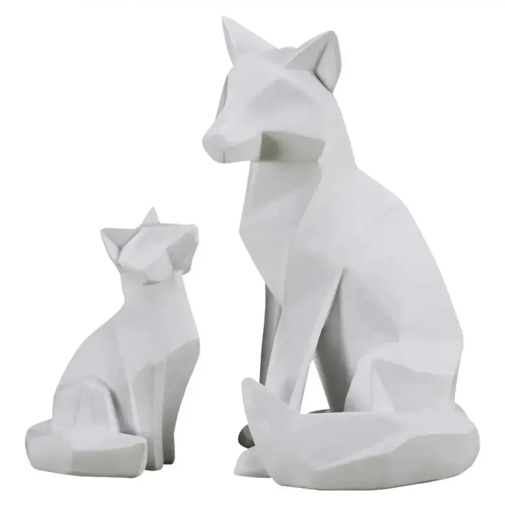 Geometric Fox Sculpture Set Modern Animal Figurines by House Of Avana
