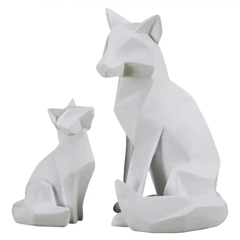 Geometric Fox Sculpture Set Modern Animal Figurines by House Of Avana